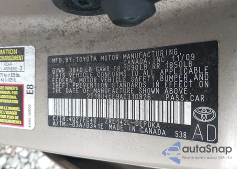 2010 Toyota Corolla Le from USA, damaged, VIN 2T1BU4EE9AC310826